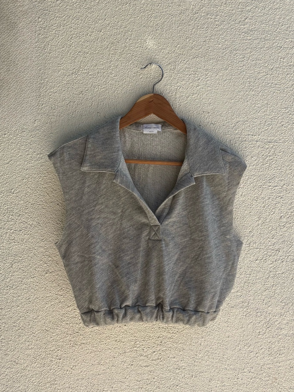 Lovers + Friends Sleeveless Collared Crop Top in Gray